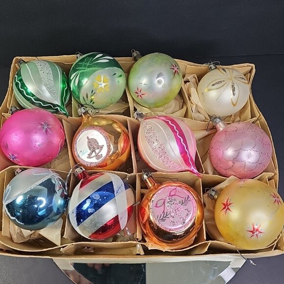 Other - Vintage 1950s Glass Christmas Ornaments Poland Amazing Collection Of 12
